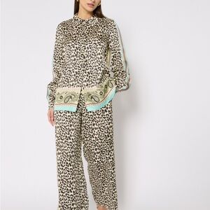 Leopard Print Blouse and Pants Set
